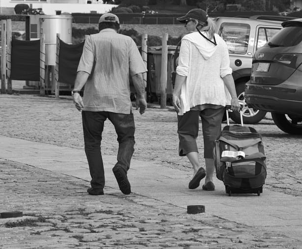 Travelers planning their journey together