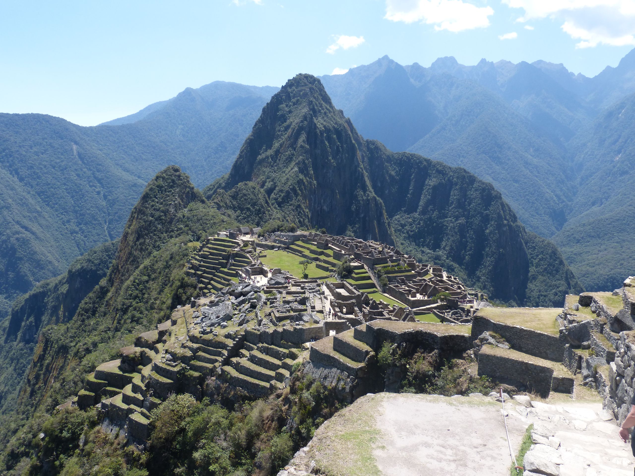 Ancient stone ruins of Machu Picchu high in the Andes mountains